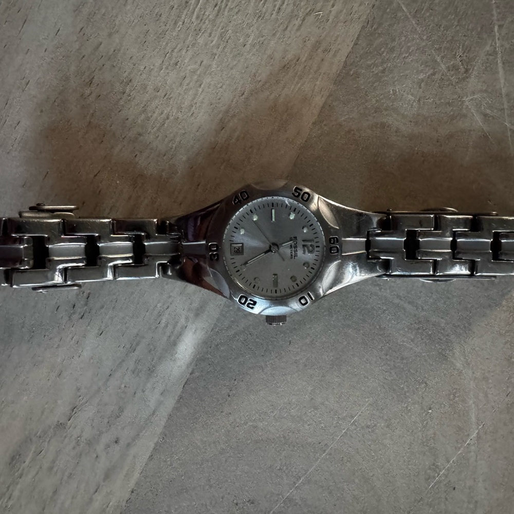 Vintage Fossil Blue AM3916 Silver Stainless Steel Watch - Picture 9 of 9